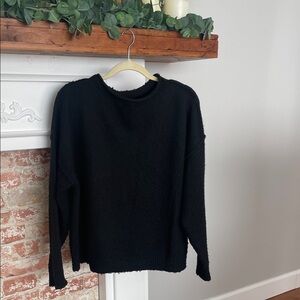 nuuds black cozy knit mockneck sweater